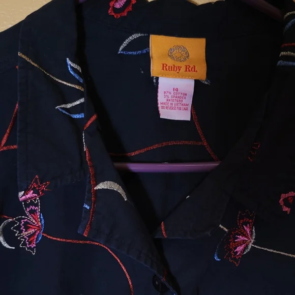 Ruby Rd. Embroidered Button Down - Picture 2 of 3